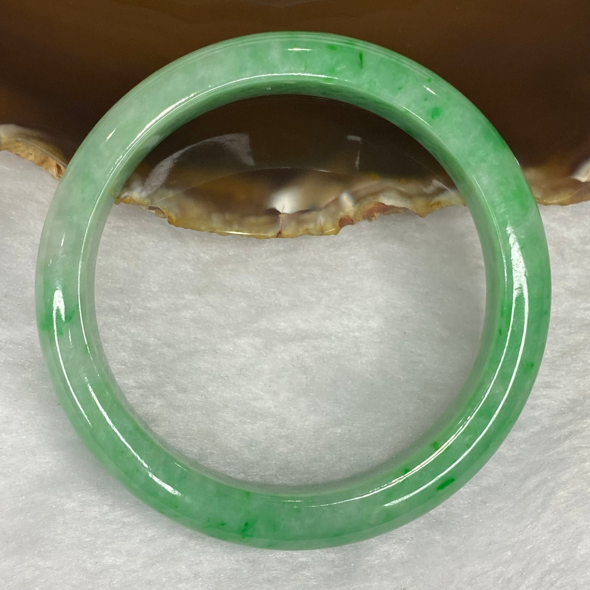 Rare High End Type A Intense Apple Green with Spicy Green Bangle 54.12g Inner Dia 56.4mm 12.1 by 8.1mm - Huangs Jadeite and Jewelry Pte Ltd