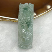 Type A Semi Icy Green Piao Hua Jade Jadeite Dragon Charm - 17.42g 54.7 by 17.1 by 7.9mm - Huangs Jadeite and Jewelry Pte Ltd