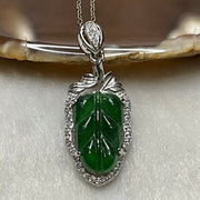 Type A Green Omphacite Jade Jadeite Leaf - 2.70g 30.5 by 12.5 by 5.6mm - Huangs Jadeite and Jewelry Pte Ltd