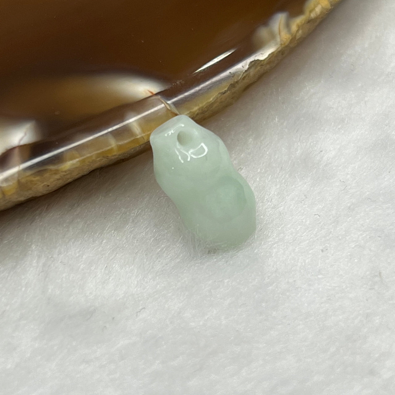 Type A Green Jade Jadeite Peanut - 1.41g 13.6 by 7.3 by 7.3 mm - Huangs Jadeite and Jewelry Pte Ltd