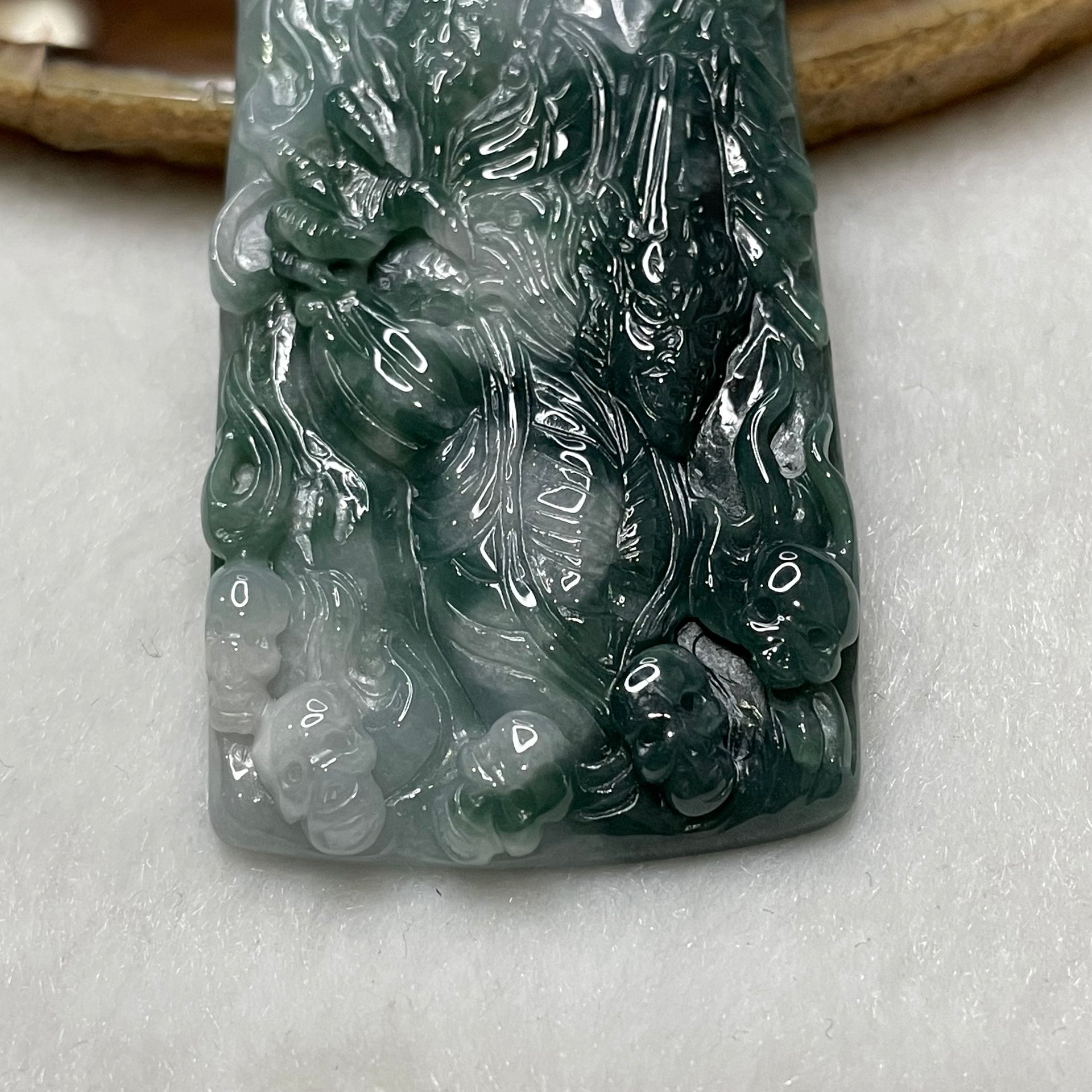 Type A Blueish Green Jade Jadeite Heibai Wuchang 黑白无常 Hell Gods of Wealth 33.12g 68.5 by 33.5 by 6.3mm - Huangs Jadeite and Jewelry Pte Ltd