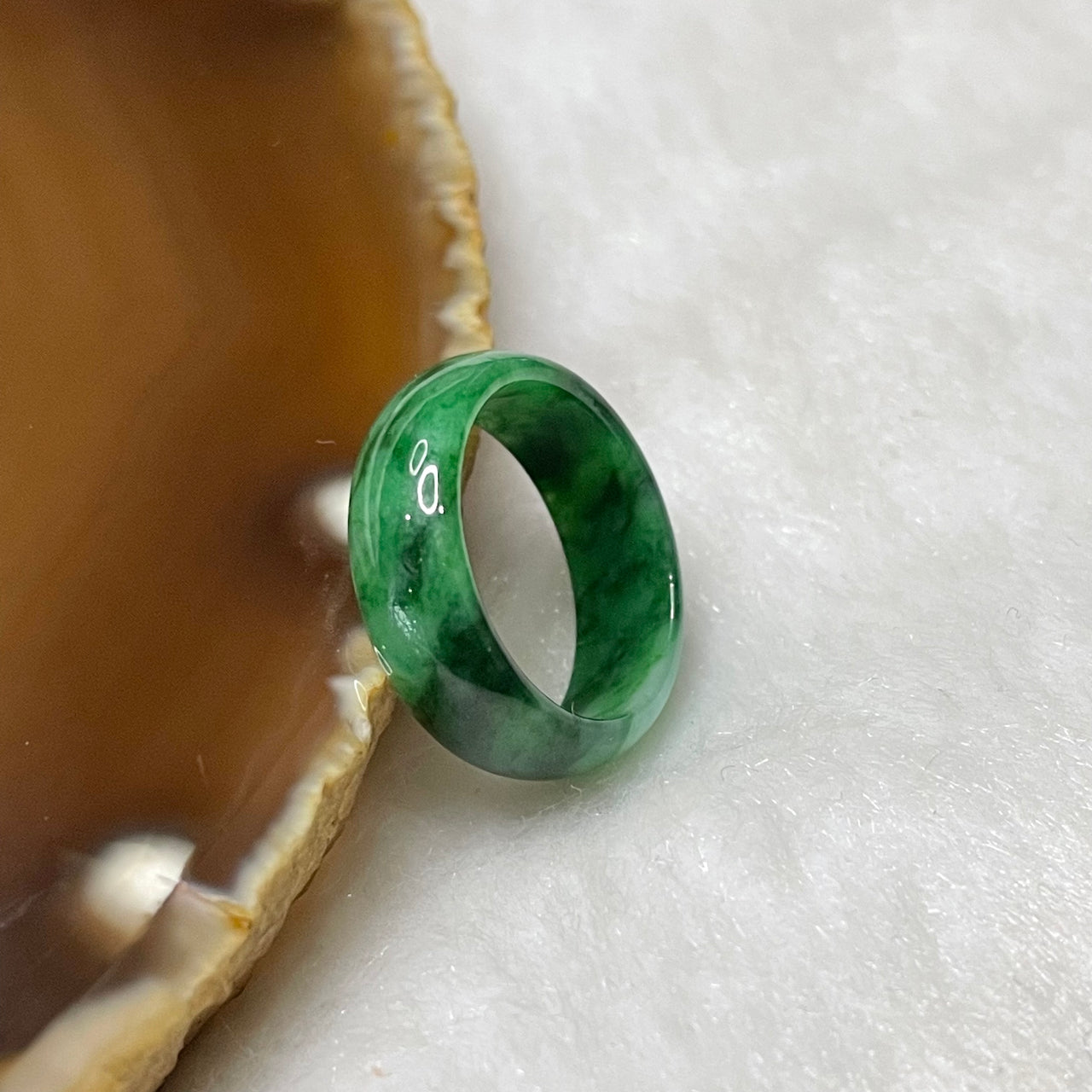 Type A Spicy Green Jade Jadeite Ring 1.82g US4.25 HK9 Inner Diameter 15.3mm Thickness 5.9 by 2.2mm - Huangs Jadeite and Jewelry Pte Ltd