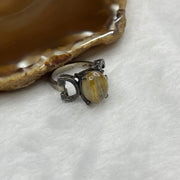 Natural Golden Rutilated Quartz 925 Silver Ring US 8 HK 17.5 6.11g 12.0 by 21.4 by 11.4mm - Huangs Jadeite and Jewelry Pte Ltd