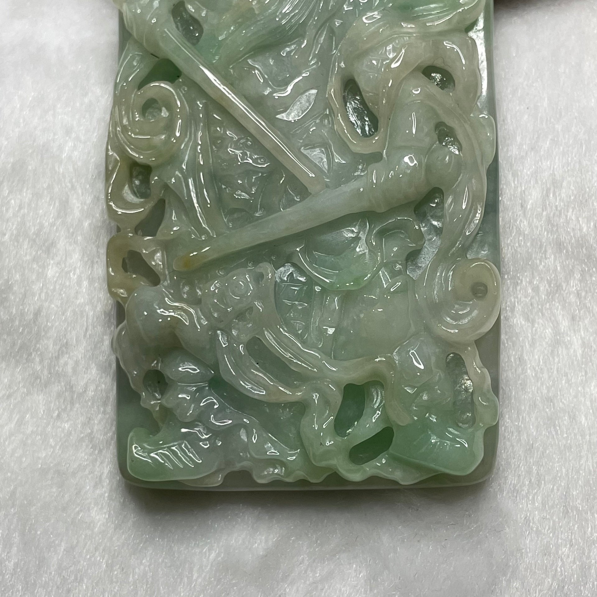 Rare Carving Type A Yellow & Green Jade Jadeite Menshen (门神) 113.35g 81.0 by 44.4 by 12.7mm - Huangs Jadeite and Jewelry Pte Ltd