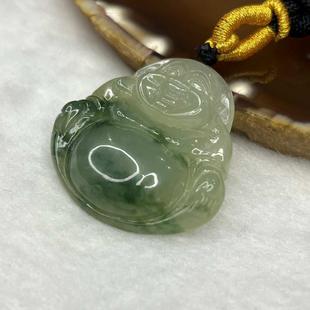 Type A ICY Green Piao Hua Jade Jadeite Milo Buddha Pendant -15.70g 34.3 ...