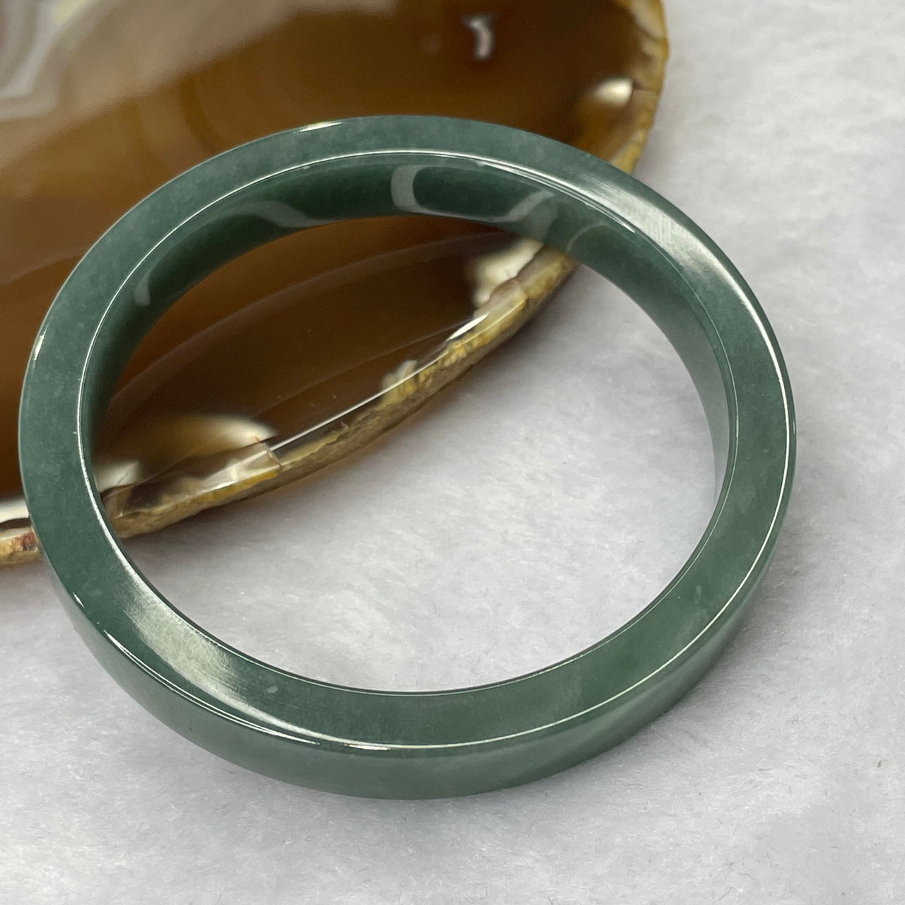 Type A Semi Icy Blueish Green Jadeite Bangle 43.52g inner diameter 59.0mm 10.1 by 6.6mm - Huangs Jadeite and Jewelry Pte Ltd