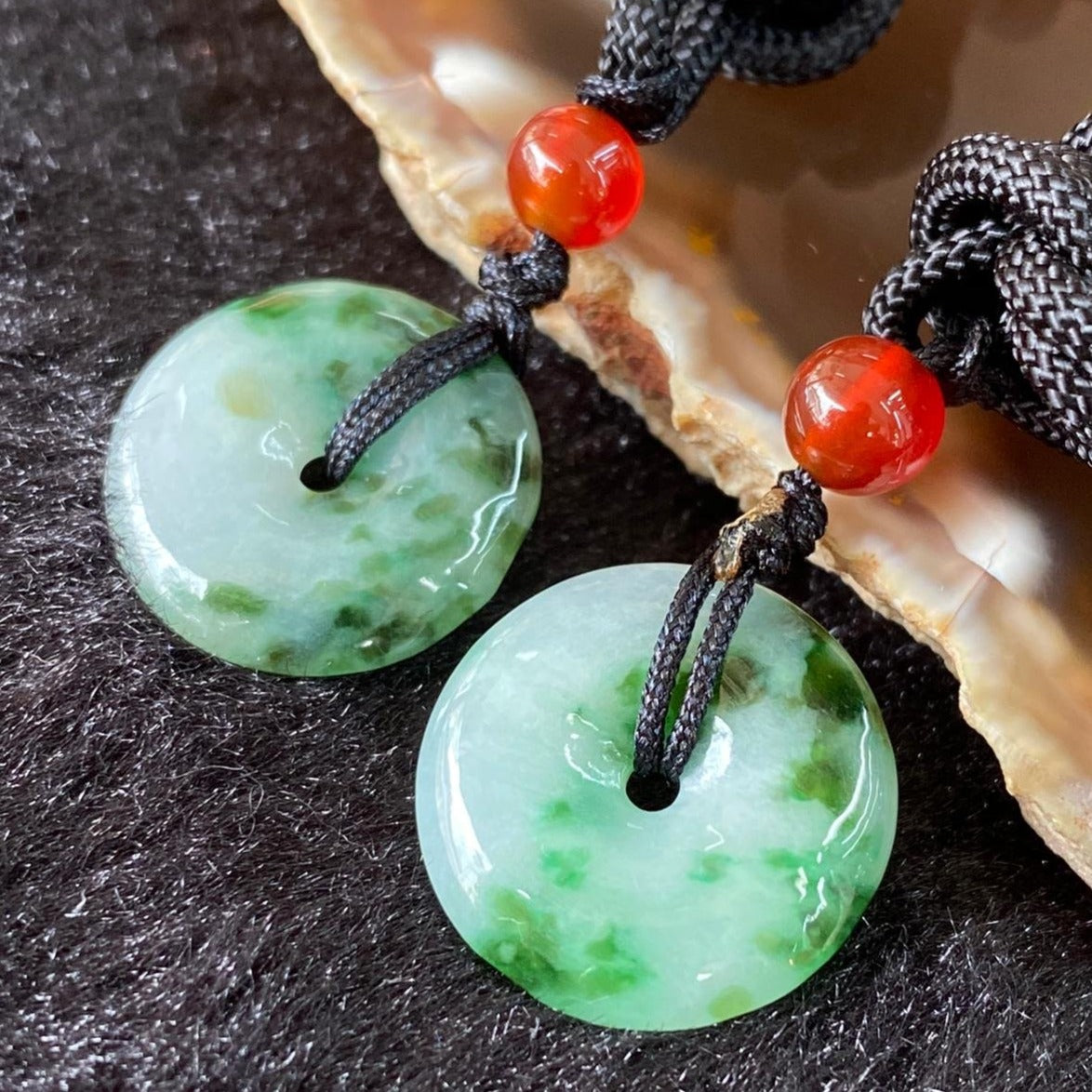 Type A Myanmar Burmese Jade jadeite pair of donut 5.41g 18.8 by 4.1mm - Huangs Jadeite and Jewelry Pte Ltd