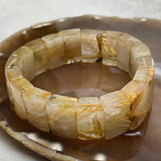 Natural Golden Rutilated Quartz Bracelet 手牌 - 76.94g 18.6 by 14.7 by 8.4mm/piece 18 pieces - Huangs Jadeite and Jewelry Pte Ltd