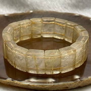 Natural Golden Rutilated Quartz Bracelet 手牌 - 72.23g 18.5 by 7.6mm/piece 17 pieces - Huangs Jadeite and Jewelry Pte Ltd