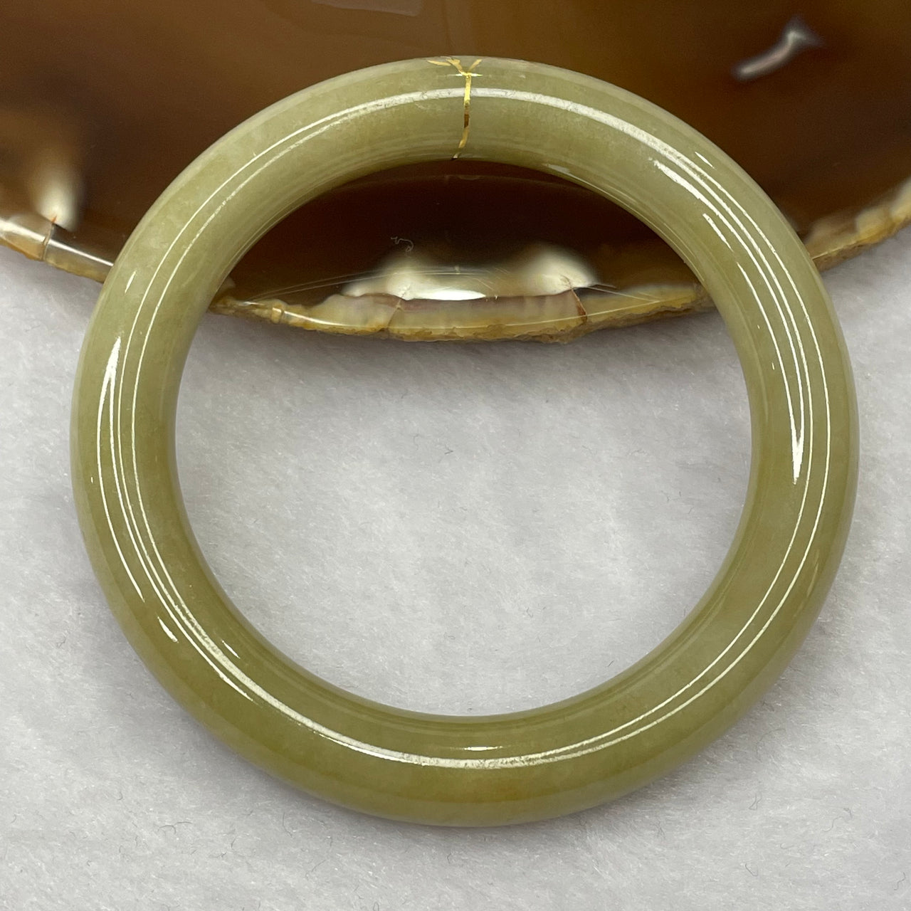 Type A Brownish Yellow Jadeite Bangle 42.68g inner diameter 50.0mm 9.6 by 9.6mm - Huangs Jadeite and Jewelry Pte Ltd