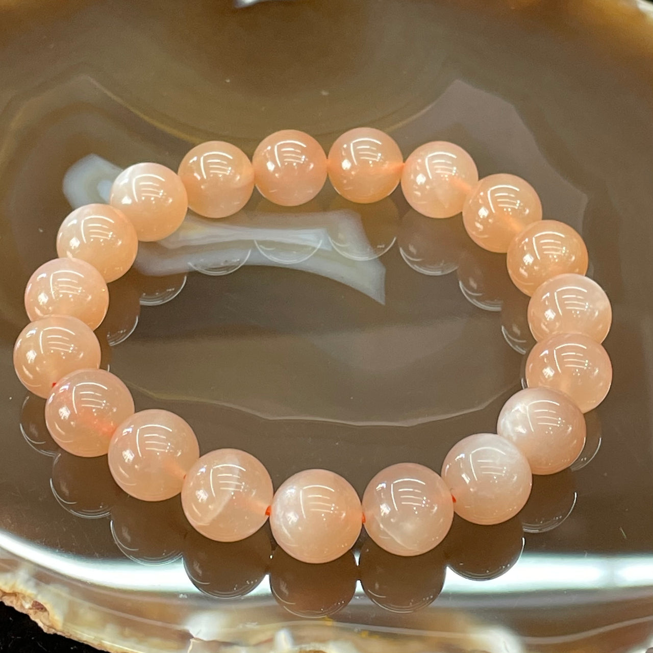 Natural Sunstone Beads Bracelet - 太阳石 - 29.67g 10.4mm/bead 19beads - Huangs Jadeite and Jewelry Pte Ltd