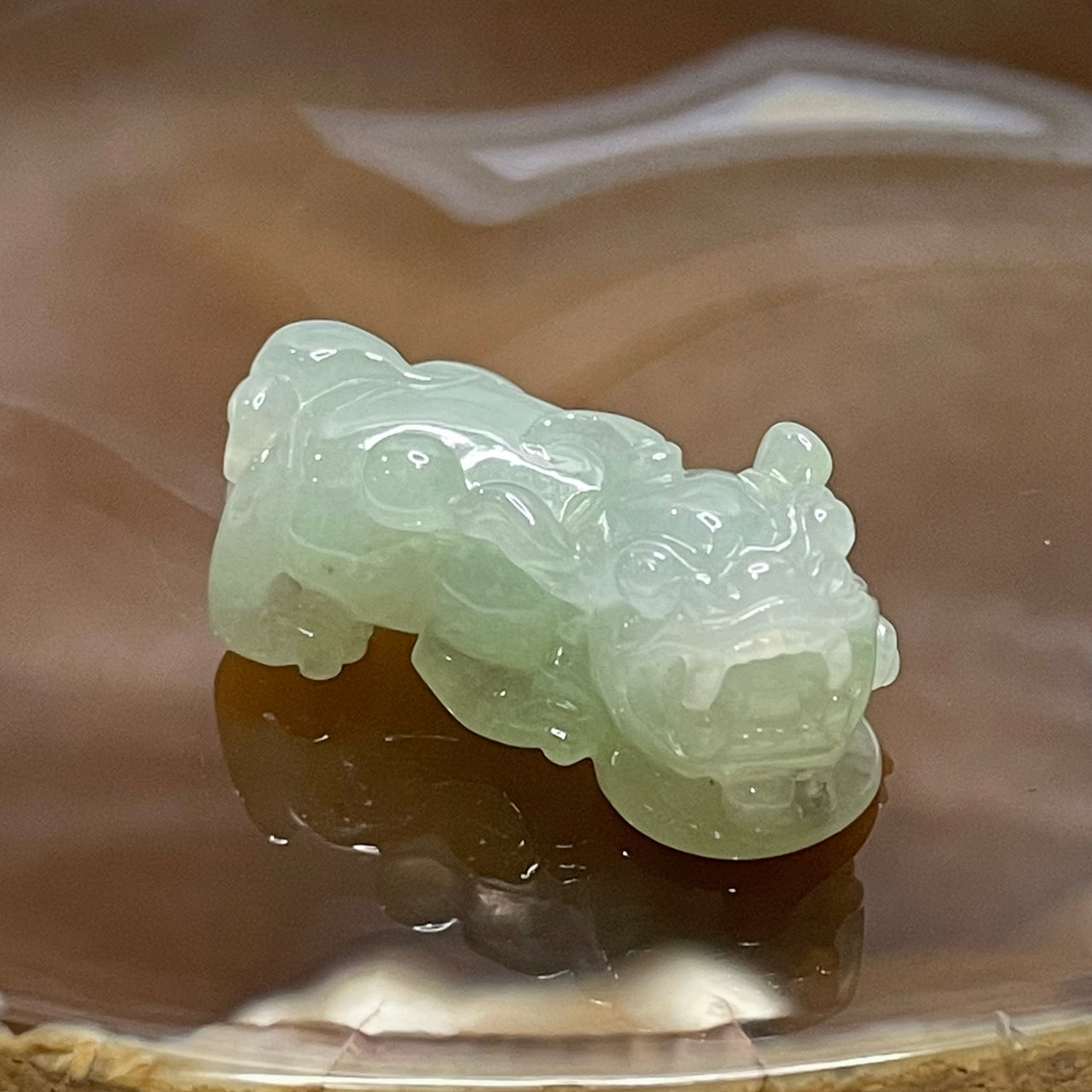 Type A Faint Green Jade Jadeite Pixiu Pendant - 13.70g 34.9 by 15.7 by 13.7mm - Huangs Jadeite and Jewelry Pte Ltd