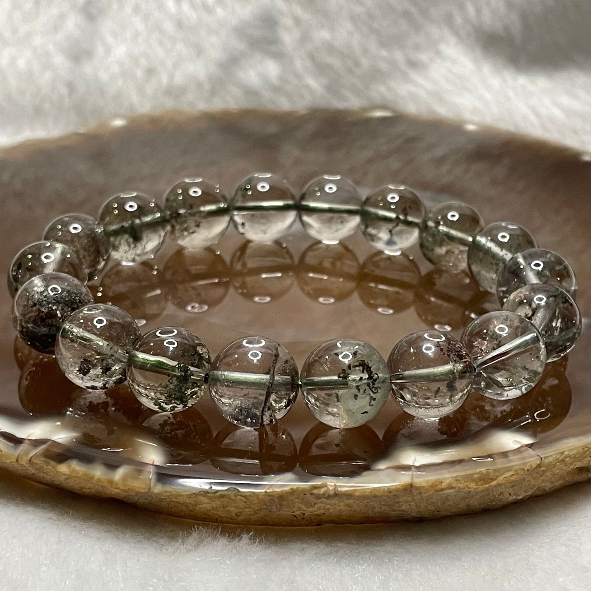 Natural Four Season Phantom Quartz 四季彩幽灵 Bracelet 40.63g 12.3mm/bead 18 beads - Huangs Jadeite and Jewelry Pte Ltd