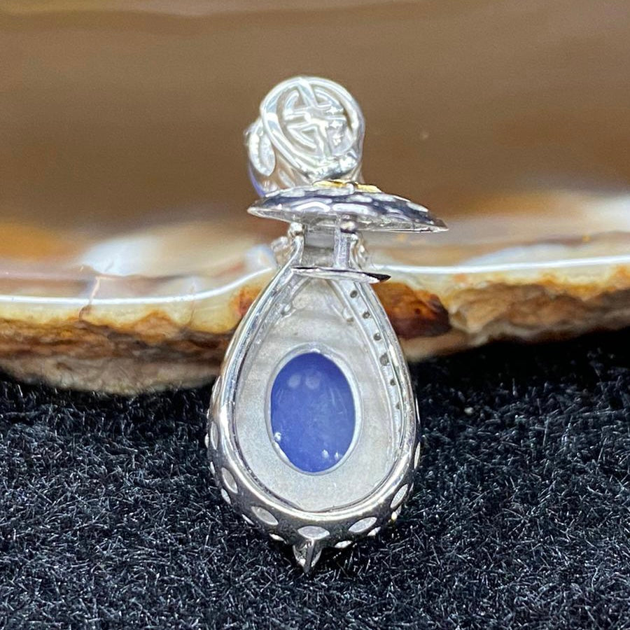 Rare High end Type A Burmese Lavender Jade Jadeite Pendant 18k white gold & diamonds with NGI Cert - 5.23g 31.7 by 12.2 by 9.4mm - Huangs Jadeite and Jewelry Pte Ltd