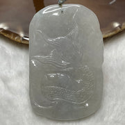 Type A Semi Icy Faint Grey Jade Jadeite Dragon Necklace - 39.0g 72.9 by 46.7 by 15.4mm - Huangs Jadeite and Jewelry Pte Ltd