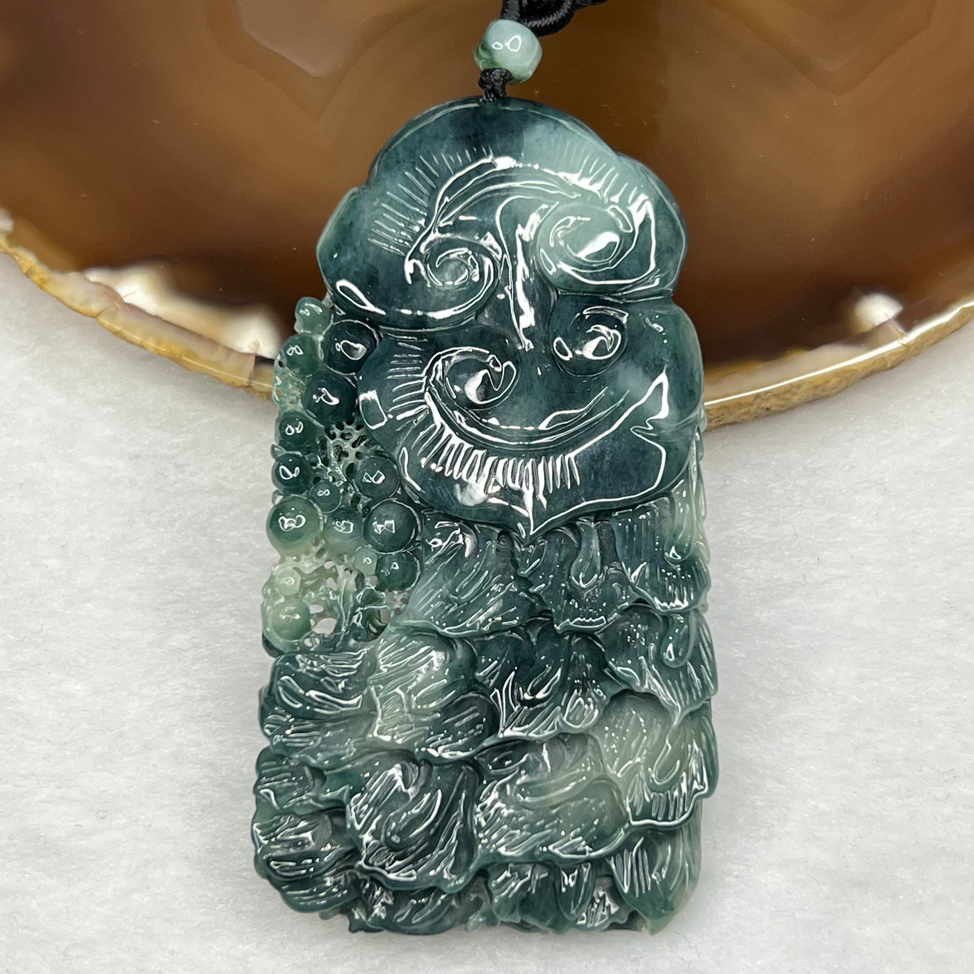 RARE Grand Master Certified Type A Denim Blue Jade Jadeite Phoenix Pendant 83.14g 79.4 by 41.6 by 12.4 mm - Huangs Jadeite and Jewelry Pte Ltd