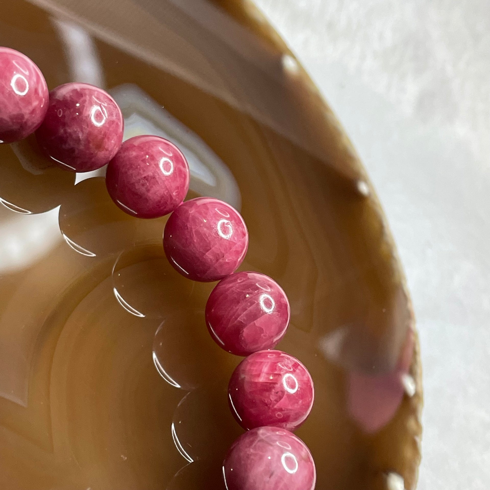 Natural Rhodonite Crystal Bracelet 58.22g 12.4mm/bead 17 beads - Huangs Jadeite and Jewelry Pte Ltd