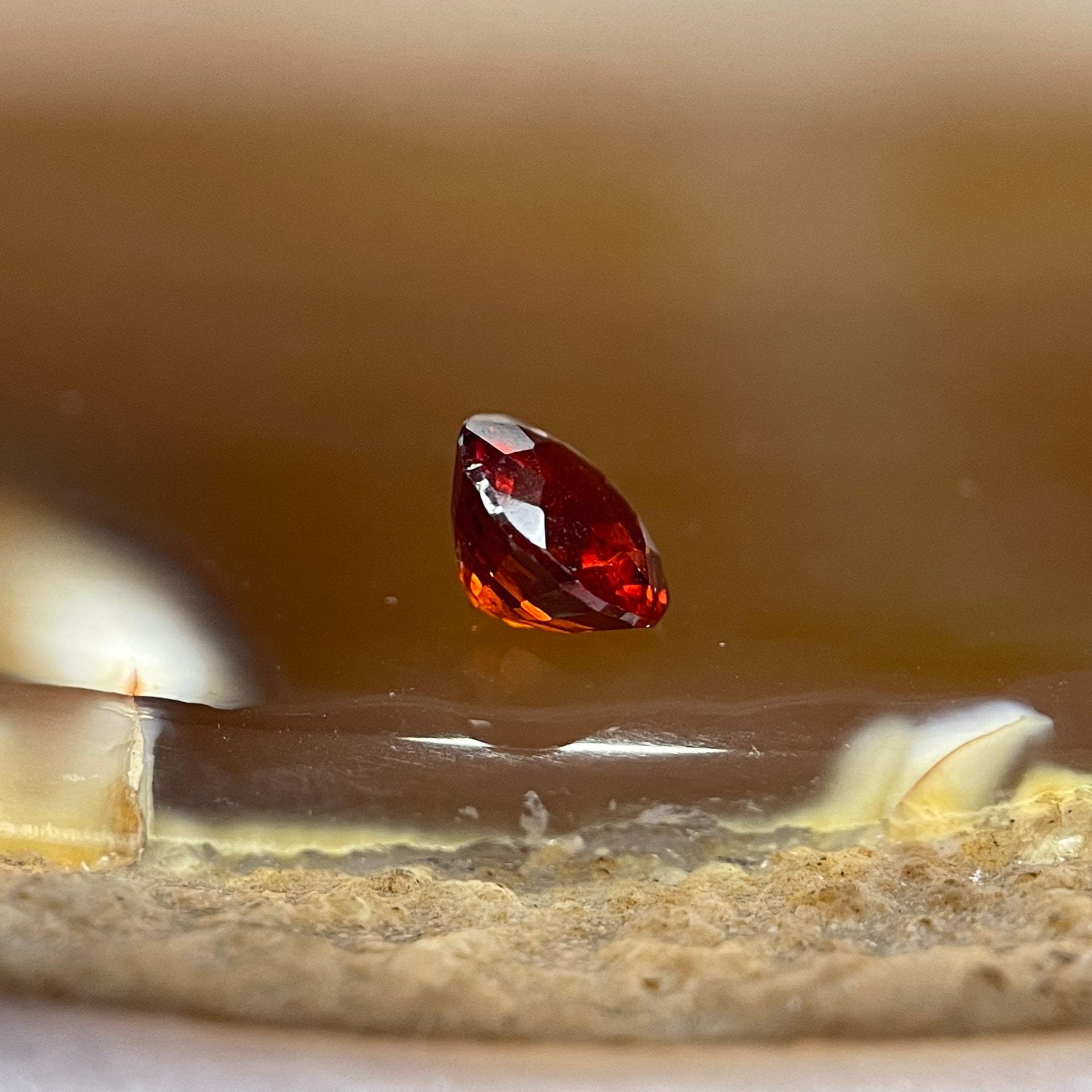 Natural Orange Red Garnet Crystal Stone for Setting - 0.90ct 5.2 by 5.2 by 3.4mm - Huangs Jadeite and Jewelry Pte Ltd