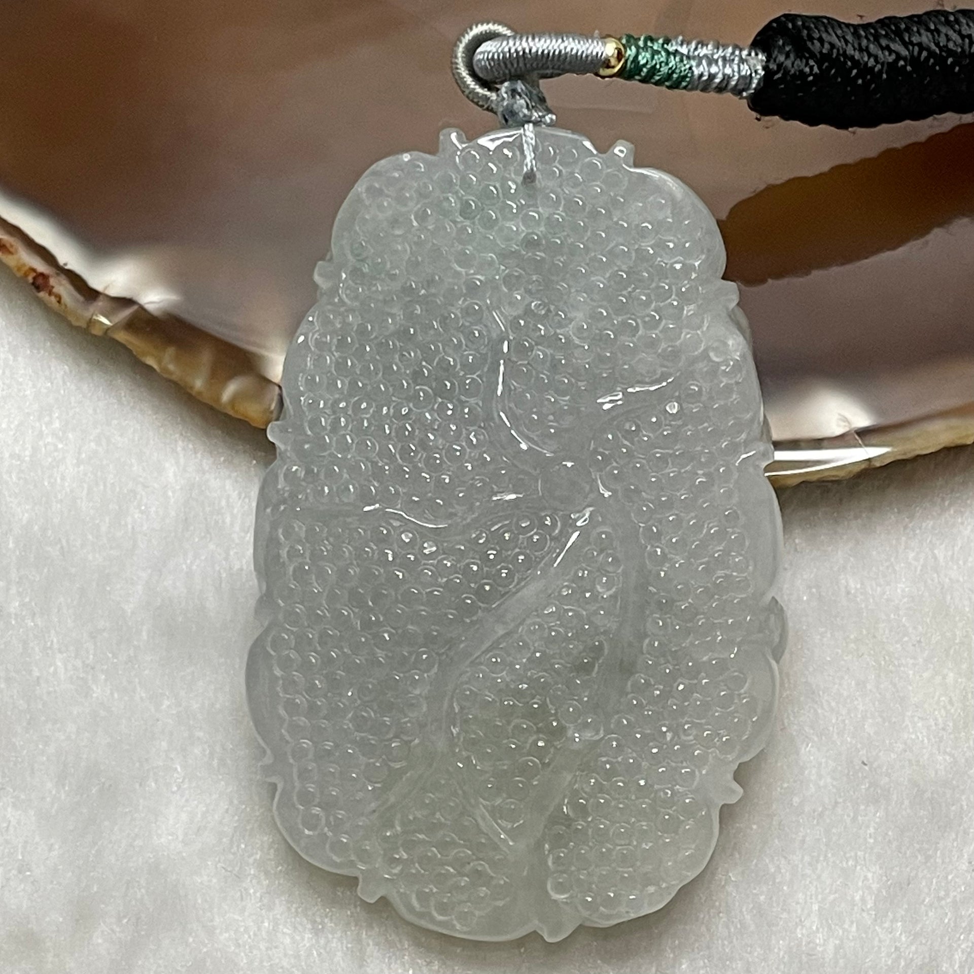 Type A Faint Green Jade Jadeite Dragon Necklace - 64.6g 62.8 by 43.1 by 14.4mm - Huangs Jadeite and Jewelry Pte Ltd