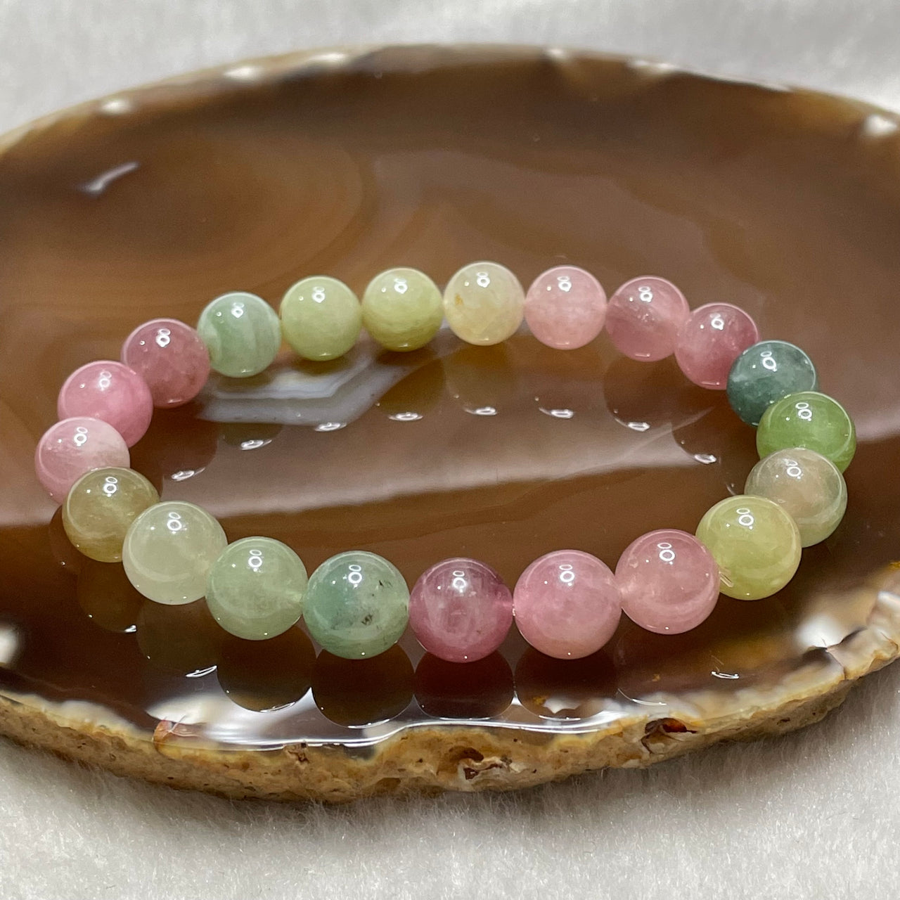 Natural Tourmaline Crystal Bracelet 电气石 29.28g 9.8mm/bead 21 beads - Huangs Jadeite and Jewelry Pte Ltd