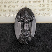 Type A Black Jade Jadeite Jesus 39.98g 69.6 by 40.4 by 8.3mm - Huangs Jadeite and Jewelry Pte Ltd