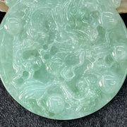 Type A Burmese Apple Green Jade Jadeite Dragon Phoenix Pendant - 36.62g 51.4 by 41.6 by 5.1mm each - Huangs Jadeite and Jewelry Pte Ltd