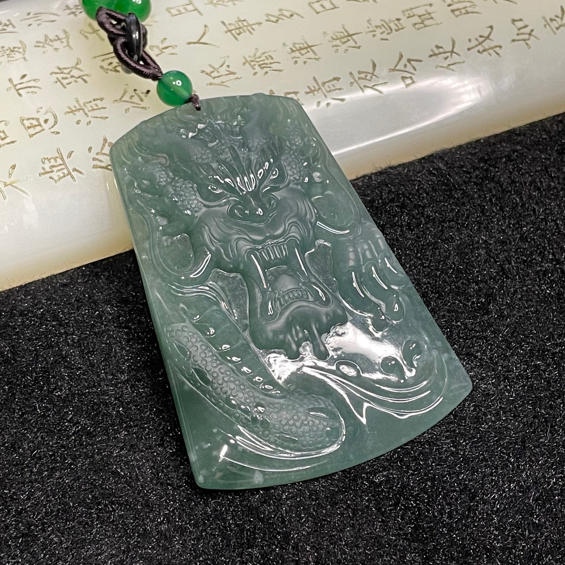 Type A Blueish Green Dragon Jade Jadeite 47.59g 69.1 by 47.5 by 9.5mm - Huangs Jadeite and Jewelry Pte Ltd