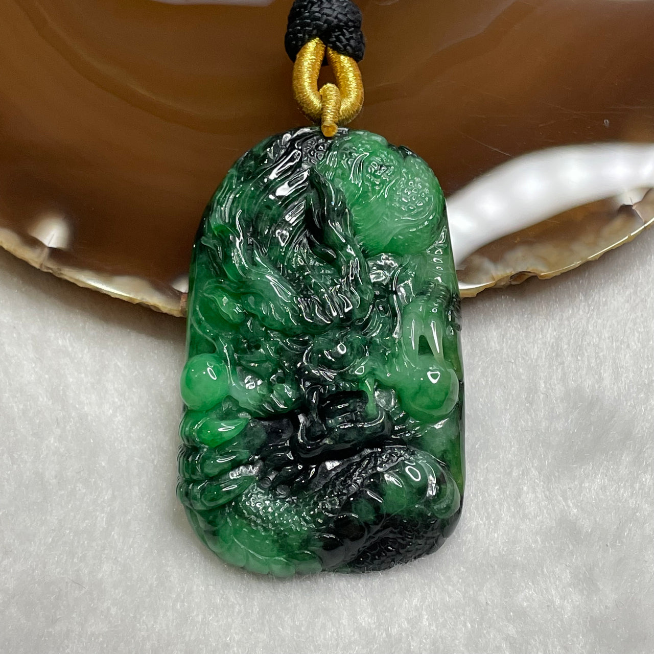 Type A Spicy Green Jade Jadeite Dragon 41.09g 57.8 by 36.2 by 8.6mm - Huangs Jadeite and Jewelry Pte Ltd