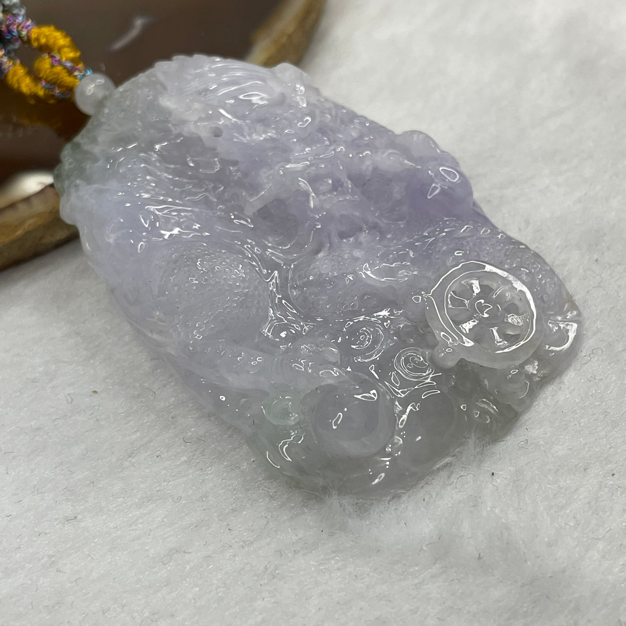 Great Grand Master Certified Type A Icy Lavender Jade Jadeite Dragon Pendant 49.74g 68.0 by 44.2 by 9.9mm - Huangs Jadeite and Jewelry Pte Ltd