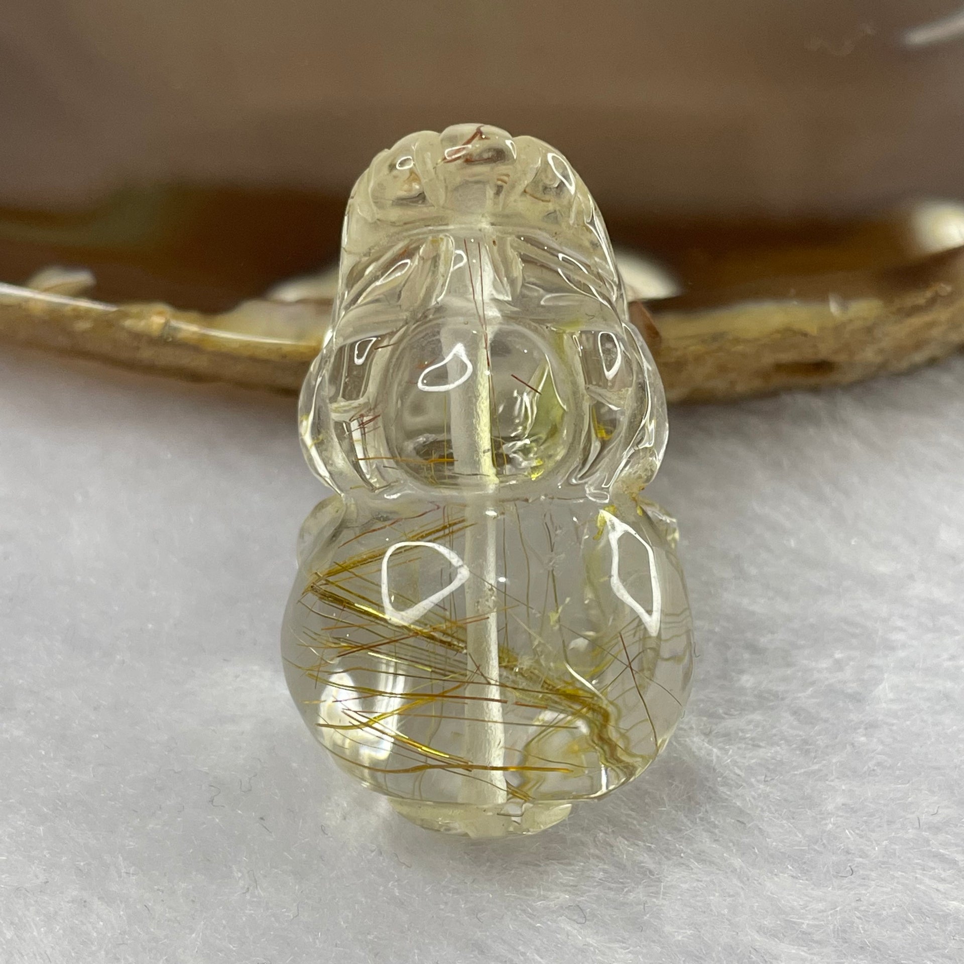 Natural Golden Rutilated Quartz Pixiu Charm for Wealth and Protection 16.80g 34.7 by 20.8 by 14.7mm - Huangs Jadeite and Jewelry Pte Ltd