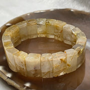 Natural Golden Rutilated Quartz Bracelet 手牌 - 65.93g 18.6 by 7.6mm/piece 20 pieces - Huangs Jadeite and Jewelry Pte Ltd