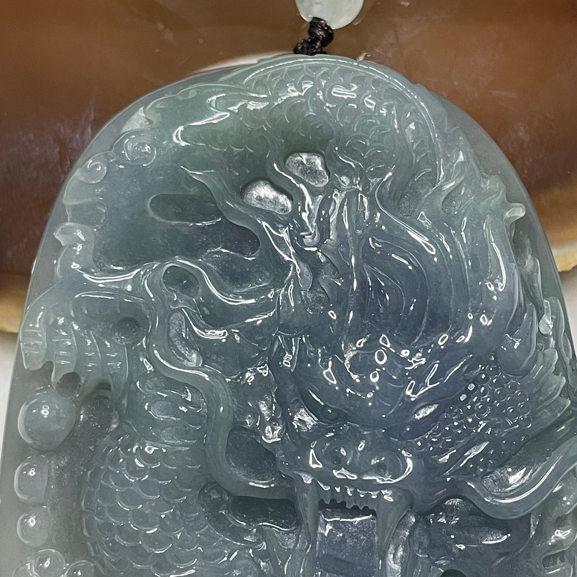 18K / 750 Gold NGI Certified Rare Semi Icy Intense Lavender Jade Jadeite Dragon 85.73g 68.8 by 54.1 by 12.8mm - Huangs Jadeite and Jewelry Pte Ltd