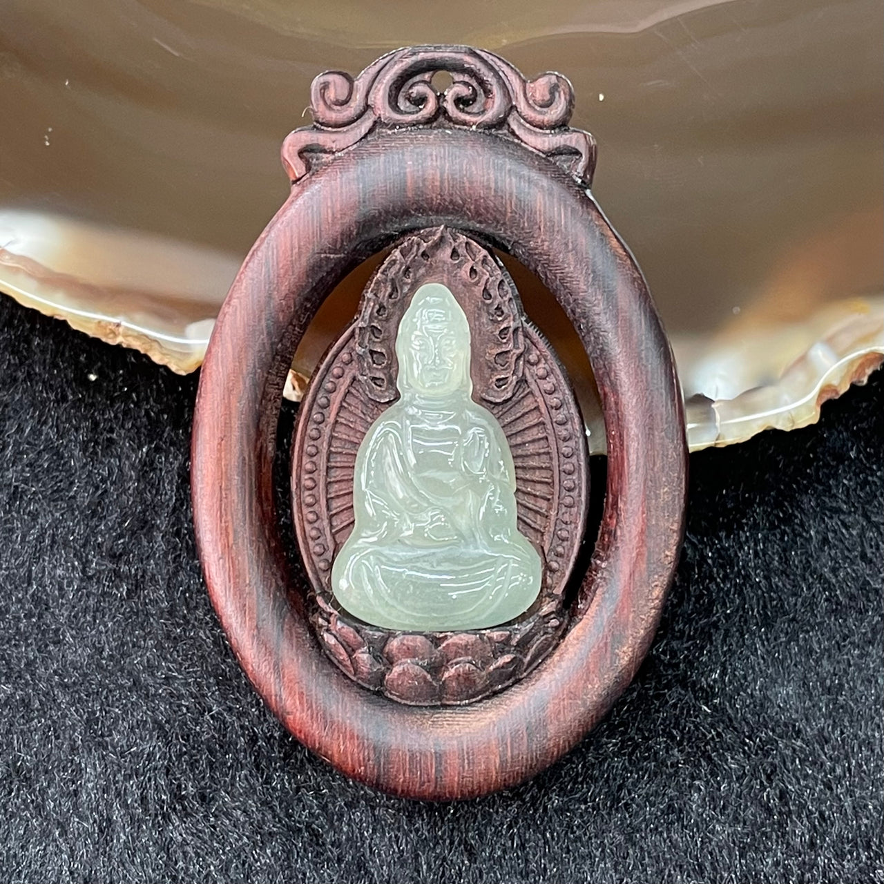 Type A Burmese Icy Jade Jadeite Buddha Pendant - 15.43g 58.7 by 39.0 by 10.1mm - Huangs Jadeite and Jewelry Pte Ltd