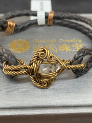 Herkimer Quartz copper & leather Bracelet 12.12g - Huangs Jadeite and Jewelry Pte Ltd