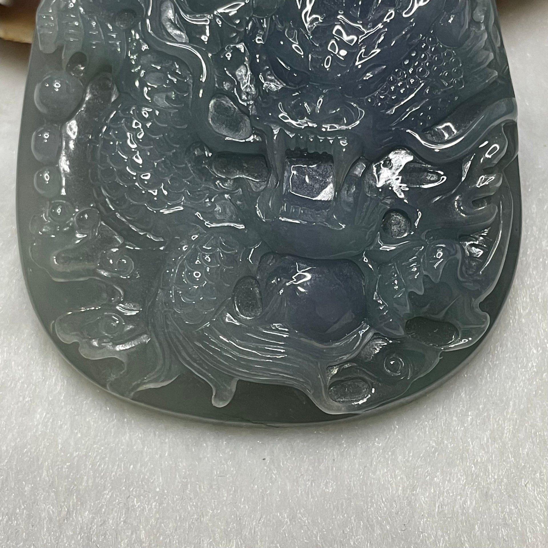 18K / 750 Gold NGI Certified Rare Semi Icy Intense Lavender Jade Jadeite Dragon 85.73g 68.8 by 54.1 by 12.8mm - Huangs Jadeite and Jewelry Pte Ltd