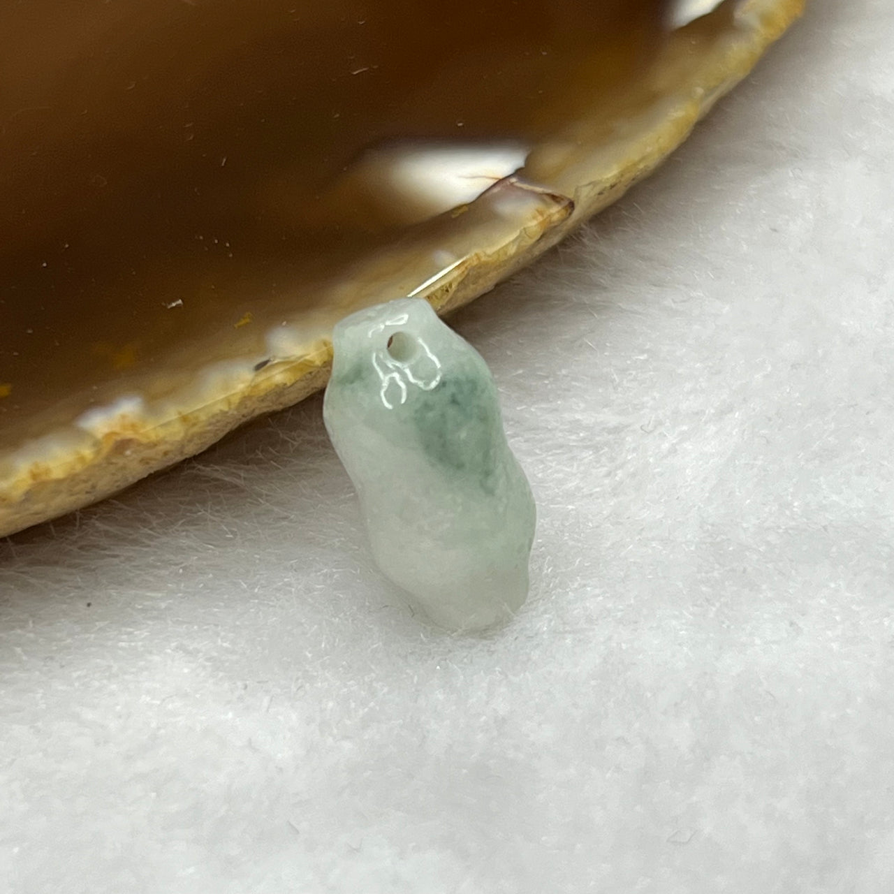 Type A Green Jade Jadeite Peanut - 1.47g 14.3 by 7.4 by 7.4 mm - Huangs Jadeite and Jewelry Pte Ltd