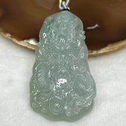 Type A Icy Green Jadeite Dragon Pendant 56.88g 74.0 by 42.4 by 9.6 mm - Huangs Jadeite and Jewelry Pte Ltd