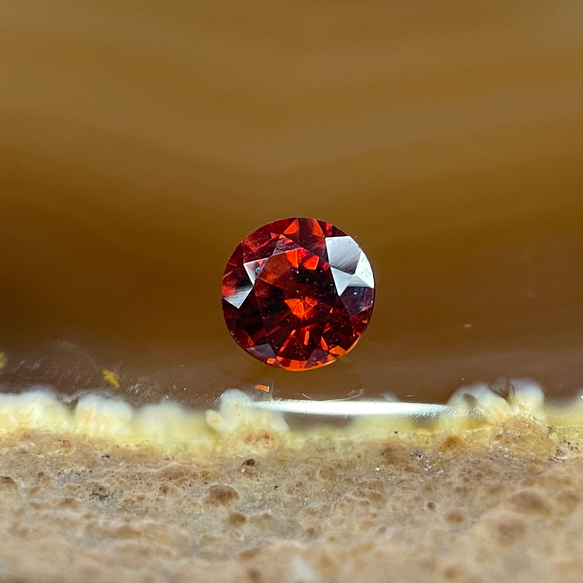 Natural Orange Red Garnet Crystal Stone for Setting - 0.70ct 4.9 by 4.9 by 3.2mm - Huangs Jadeite and Jewelry Pte Ltd