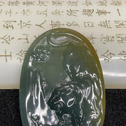 Type A Blueish Green Tiger Jade Jadeite Pendant 23.69g 62.8 by 39.9 by 5.1mm - Huangs Jadeite and Jewelry Pte Ltd