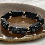 Type A Black Jade Jadeite Pixiu Bracelet - 41.28g 20.8 by 12.1 by 8.7mm/Pixiu 7 Pieces - Huangs Jadeite and Jewelry Pte Ltd