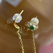 Type A Icy Jade Jadeite Flower, Moon & Star Earrings 18k Yellow Gold 1.91g 38.2 by 7.4 by 4.3mm - Huangs Jadeite and Jewelry Pte Ltd