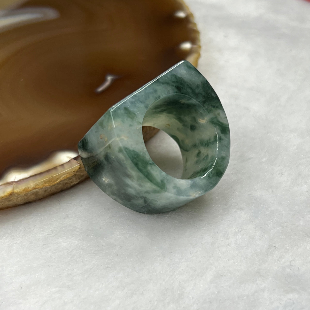 Type A Semi Icy Piao Hua Green Jade Jadeite Ring - 33.32g US10.5 HK23 Inner Diameter 20.2mm Thickness 23.2 by 4.7mm - Huangs Jadeite and Jewelry Pte Ltd