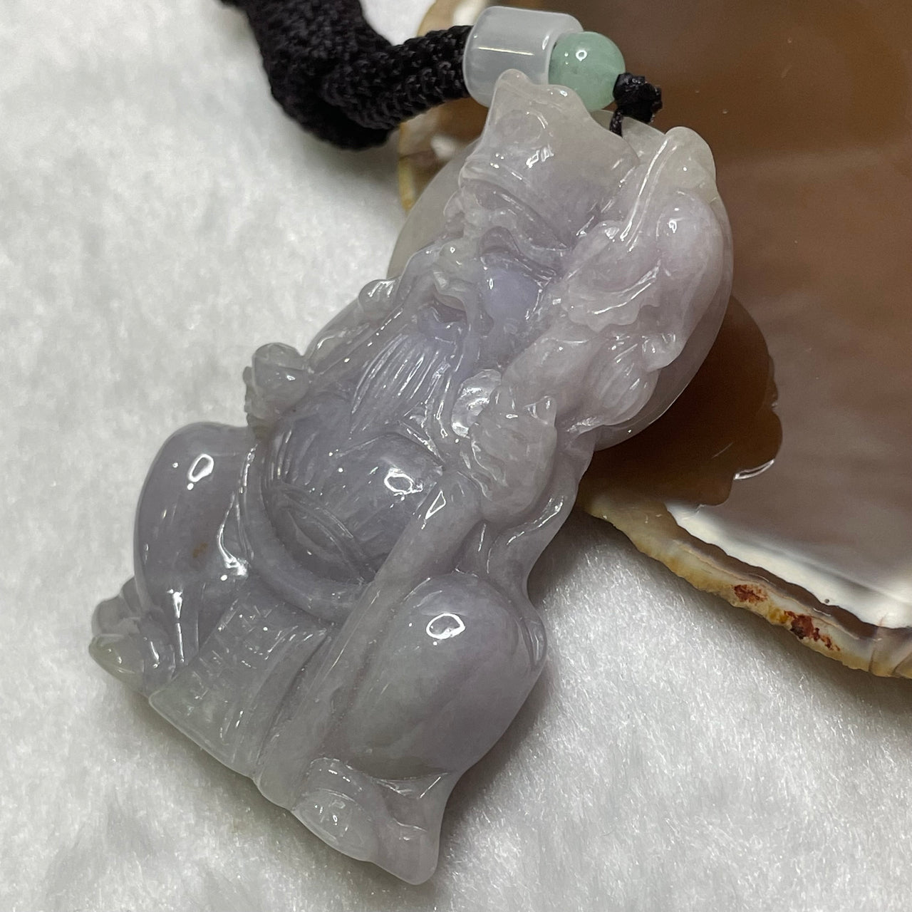 Type A Faint Lavender & Green Jade Jadeite Tu Di Gong 66.31g 61.7 by 43.8 by 13.5mm - Huangs Jadeite and Jewelry Pte Ltd