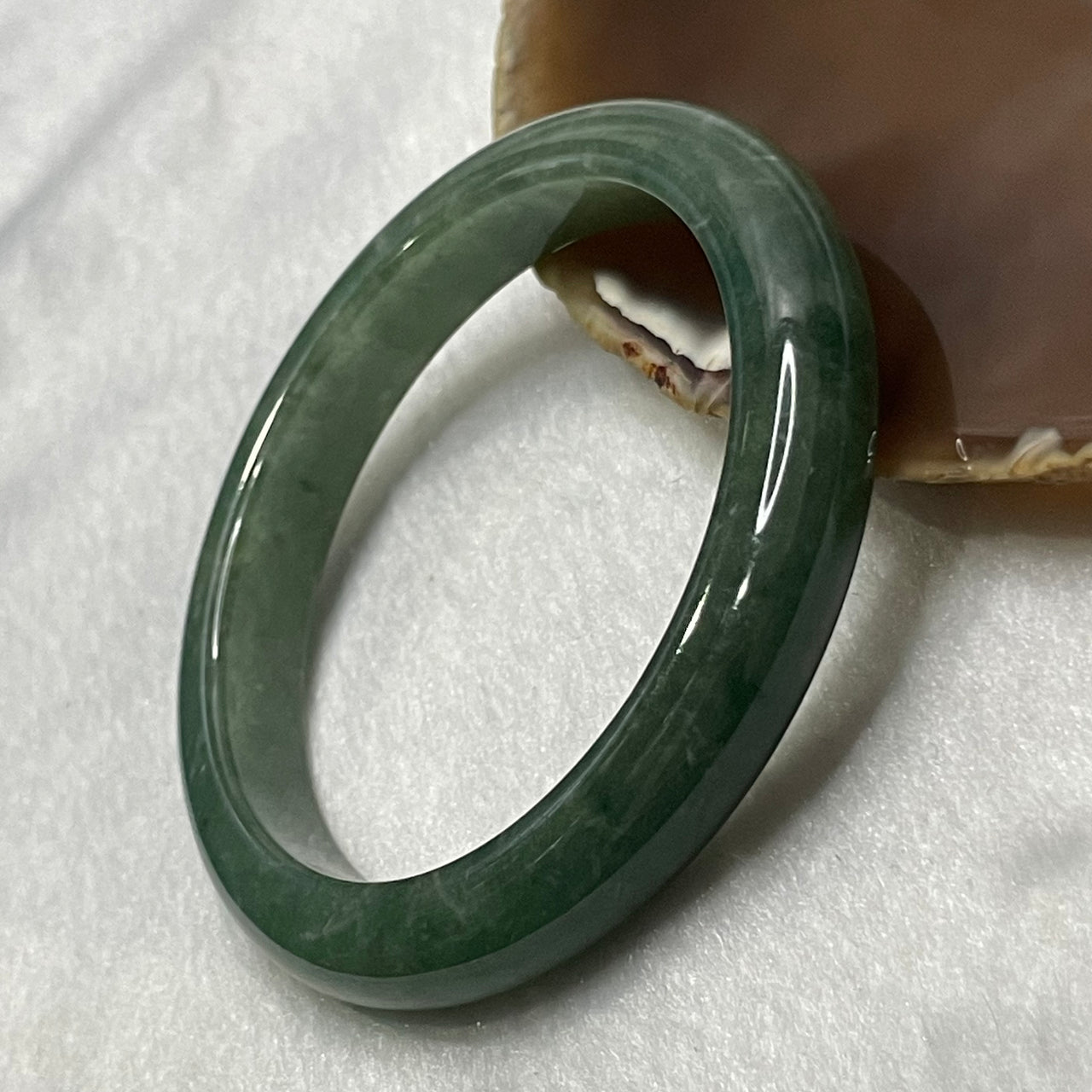 Type A Green Jade Jadeite Bangle - 49.81g Inner Diameter 57.1mm Thickness 10.3 by 8.4mm - Huangs Jadeite and Jewelry Pte Ltd