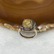 Natural Golden Rutilated Quartz 925 Silver Ring US 8.5 HK 18.75 5.43g 19.5 by 17.0 by 9.4mm - Huangs Jadeite and Jewelry Pte Ltd