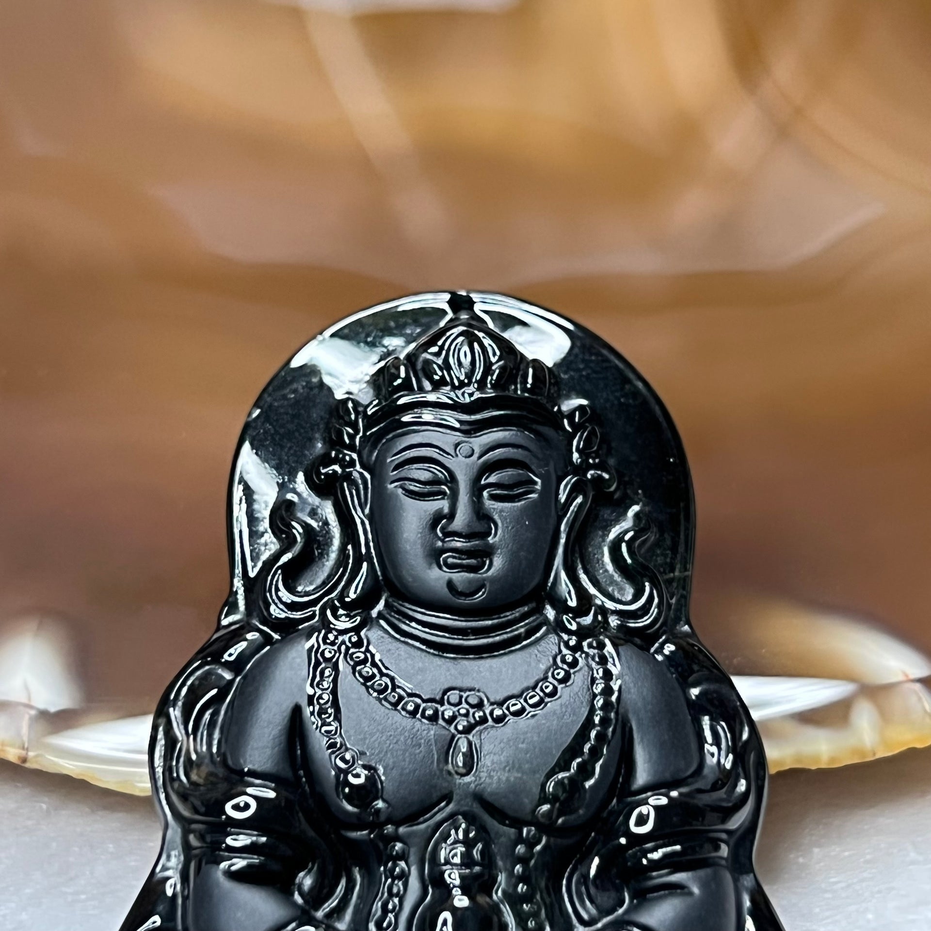 Type A Black Jade Jadeite Buddha Pendant 49.09g 61.7 by 41.3 by 9.9mm - Huangs Jadeite and Jewelry Pte Ltd