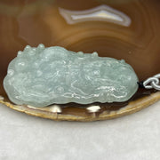 Type A Icy Green Jadeite Dragon Pendant 56.88g 74.0 by 42.4 by 9.6 mm - Huangs Jadeite and Jewelry Pte Ltd