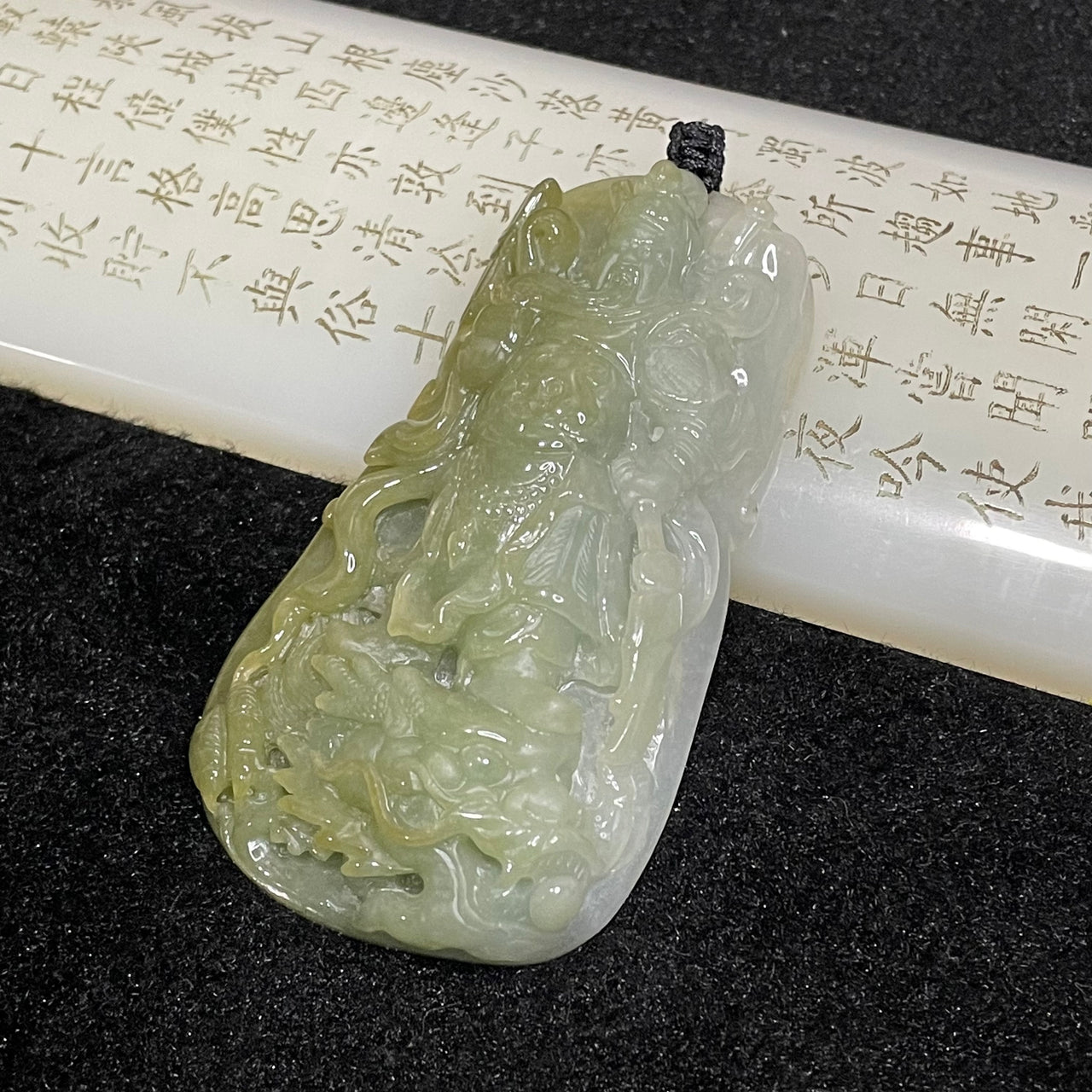 Type A Icy Green Guan Gong Jade Jadeite Pendant - 85.01g 80.3 by 44.4 by 15.1mm - Huangs Jadeite and Jewelry Pte Ltd