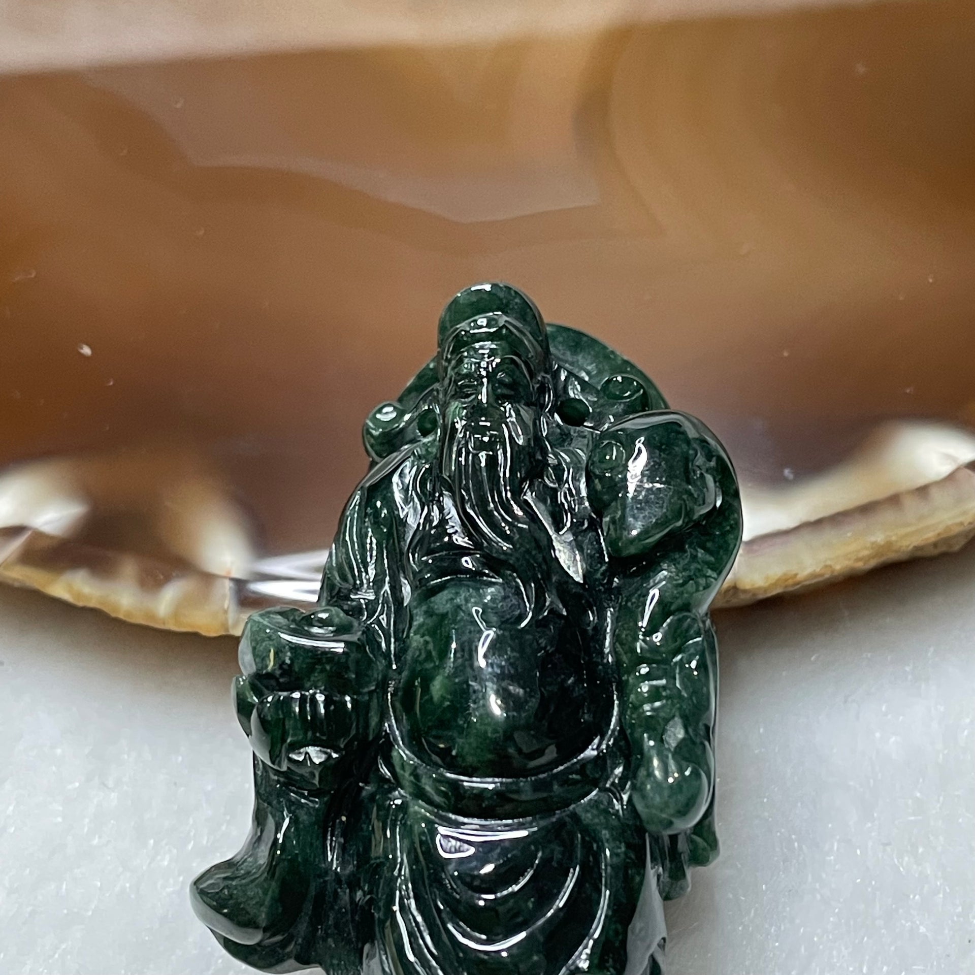 Type A Old Mine Jade Jadeite God of Fortune 36.6g 58.0 by 29.6 by 14.0mm - Huangs Jadeite and Jewelry Pte Ltd