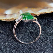 Type A Burmese Jade Jadeite Ring 18k white gold & diamonds - 2.64g 21.6 by 14.2 by 19.2mm inner diameter 16.8mm US6.5 HK14 - Huangs Jadeite and Jewelry Pte Ltd